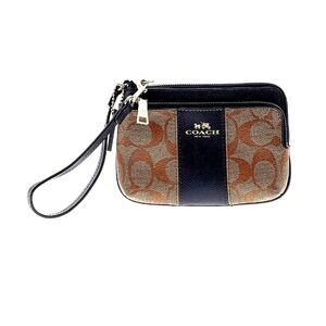 Coach Navy Wristlet - 6.25" L, 4" H, 1.75" D